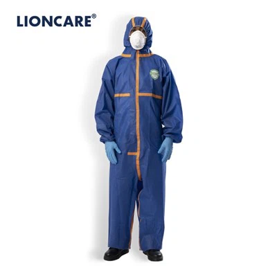 Combinaison de protection jetable LIONCARE® CoverLite avec coutures étanchées bleues